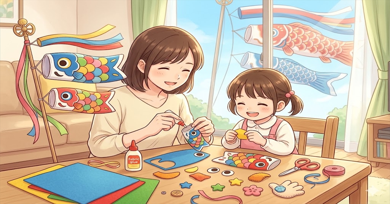 春の陽だまりと、親子で綴る手作り鯉のぼりの時間
