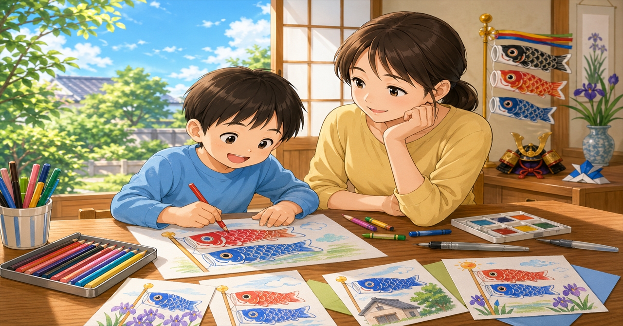 鯉のぼりの絵の描き方｜子どもと楽しむコツ・絵手紙・オリジナル絵文字アイデア