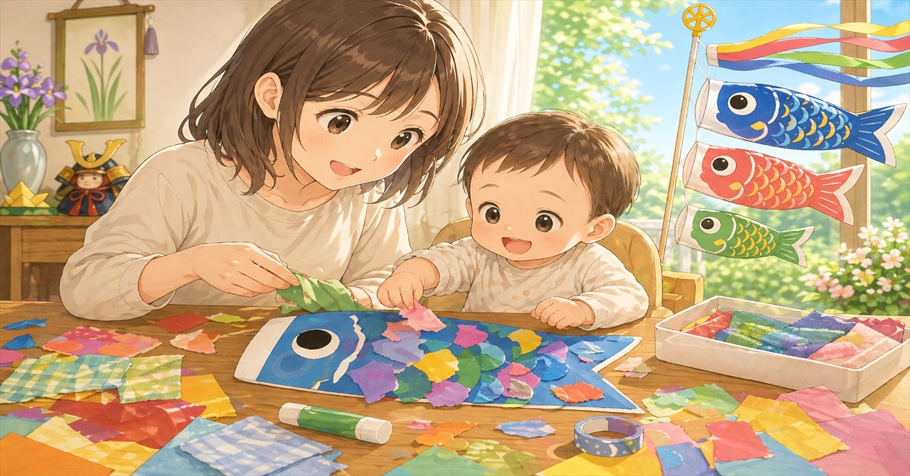 2歳児の素材あそびこいのぼり