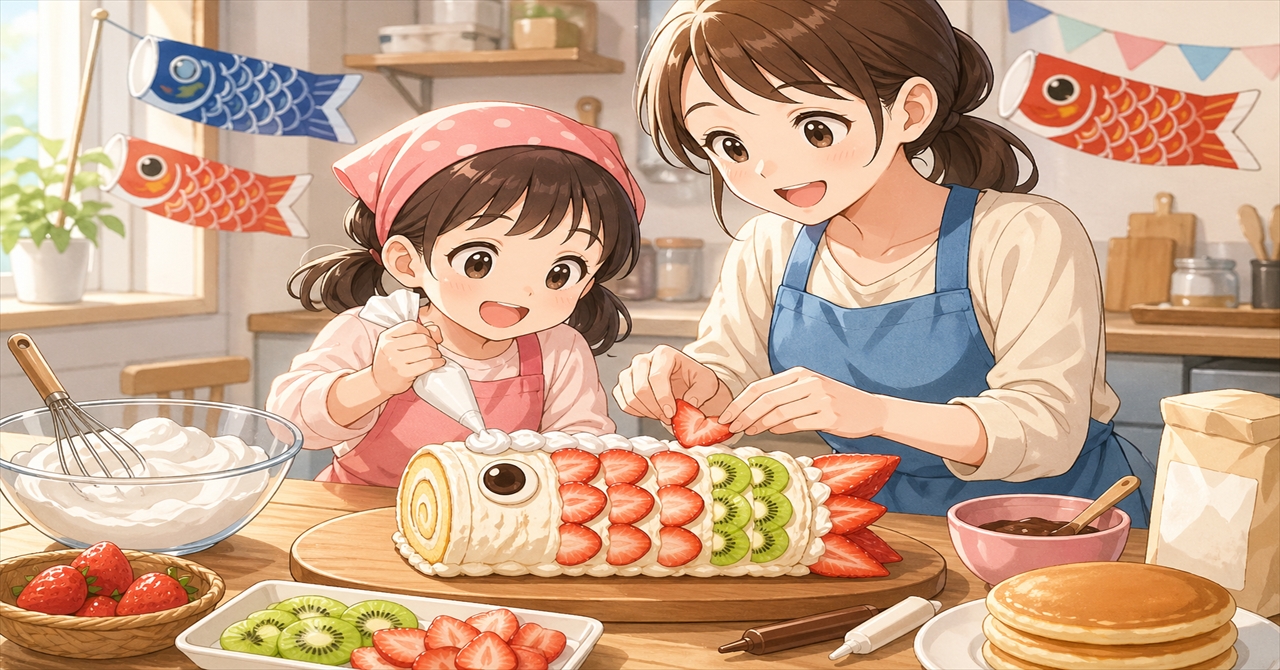 手作り鯉のぼりケーキ