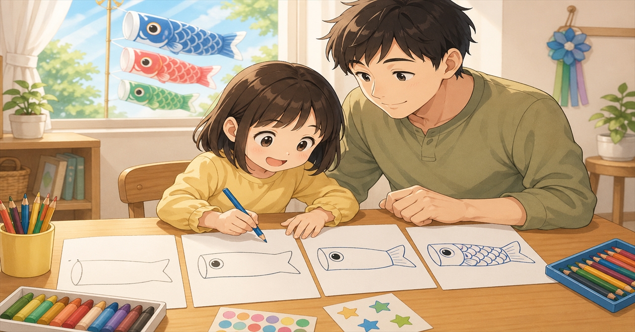 はじめての鯉のぼり描き方