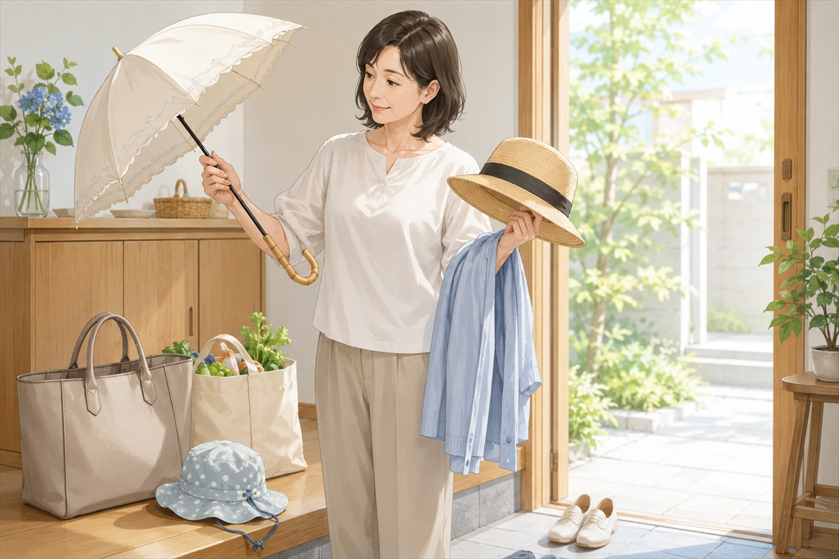 日傘と帽子と羽織りを暮らしに合わせて選ぶ主婦 