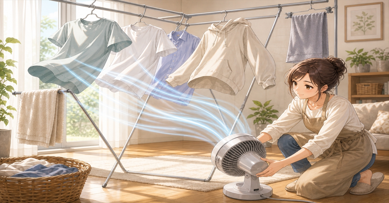 サーキュレーターで速乾部屋干し