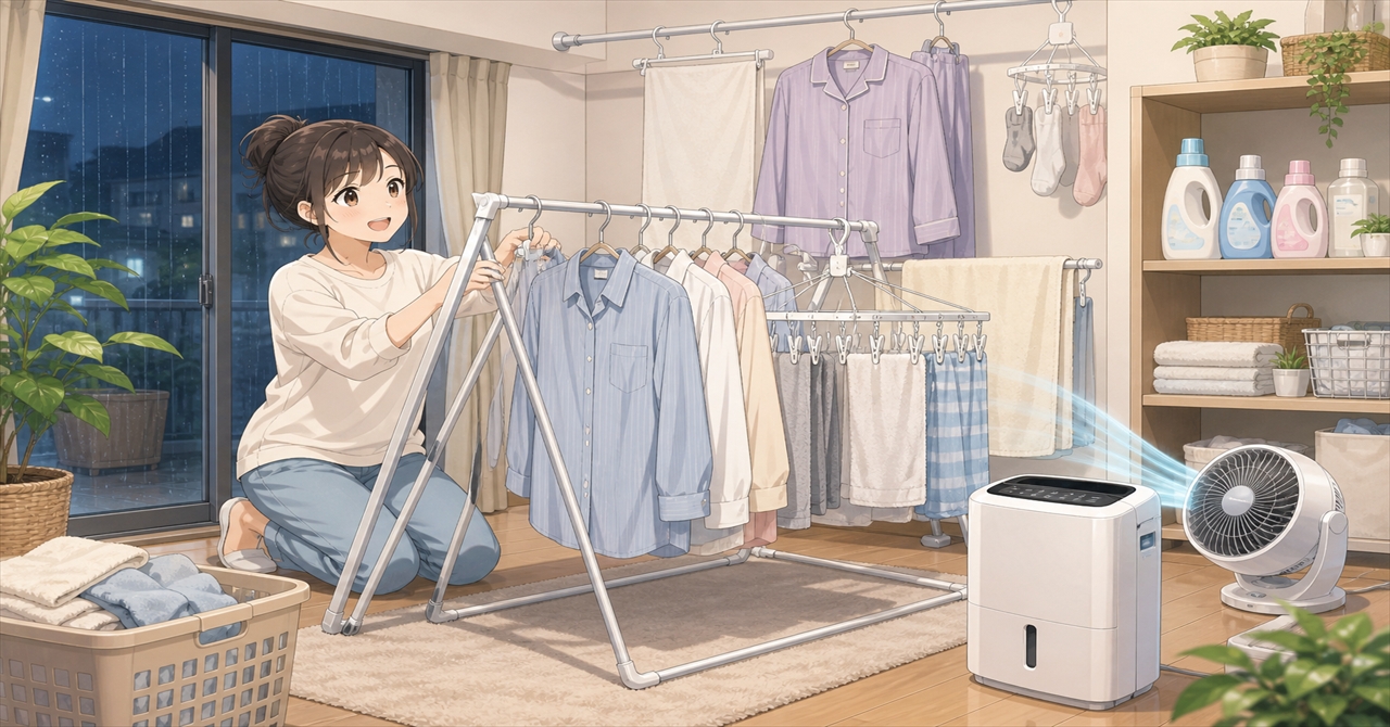 梅雨の夜干し便利グッズ活用術