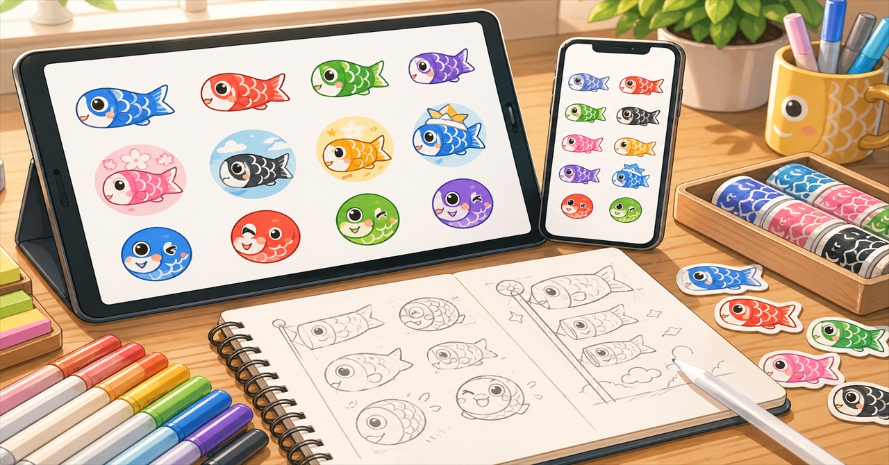 オリジナルの鯉のぼり絵文字を作る方法